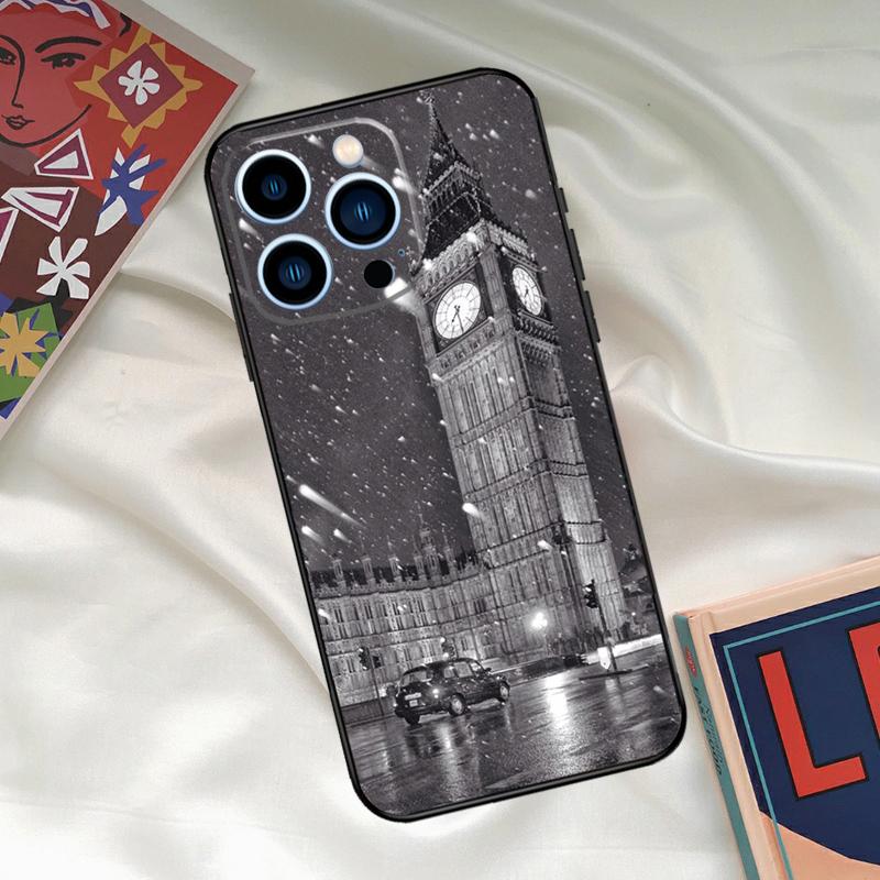 Retro Winter Snow London Phone Case For iPhone 17 16 15 13 12 11 14 Pro Max 16 Plus 12 13 Mini 16e 17 Air Funda Cover