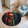 Colorful Skull,Round Area Rug,Carpet Rug for Living Room Bedroom Sofa Playroom Decor,Non-slip Floor Mat