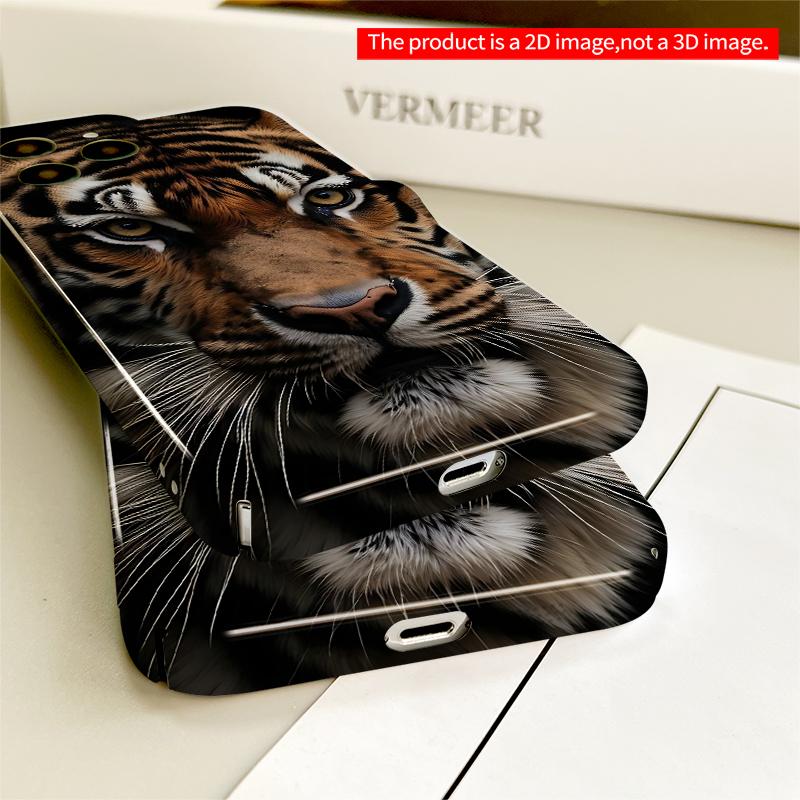 2DFlat Tiger Face Portrait Phone Case All inclusive film hard iPhone case, compatible with iPhone 18 Pro Max 17 16 15 14 13 12 11