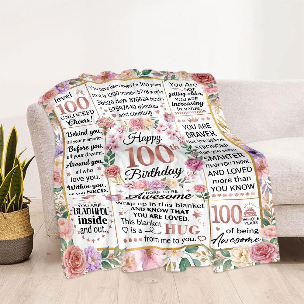 Vintage 1926 Anniversary Greetings Flannel Blanket-Soft and Suitable for Sofas,Beds,Offices,Travel,All Seasons,Great Gift for Holidays and Birthdays.