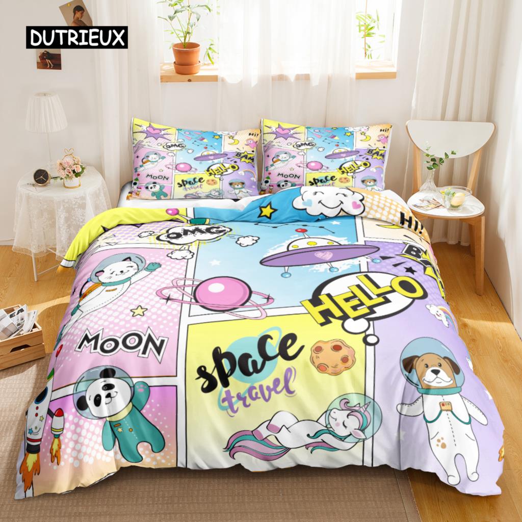 Cartoon Duvet Cover Set Car Theme for Kids Teens Twin Queen King Size Polyester Bedding