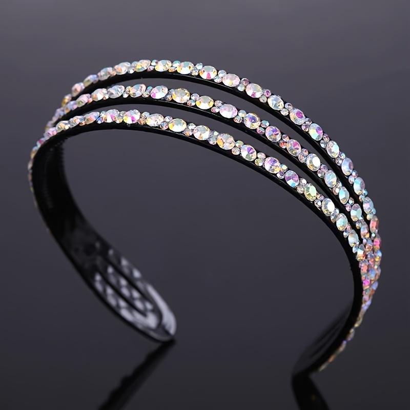 

Трехрядный дренажный сверлильный широкий ободок для волос, супер блестящая заколка для волос со стразами, темпераментный головной убор, пещера для волос, женский.