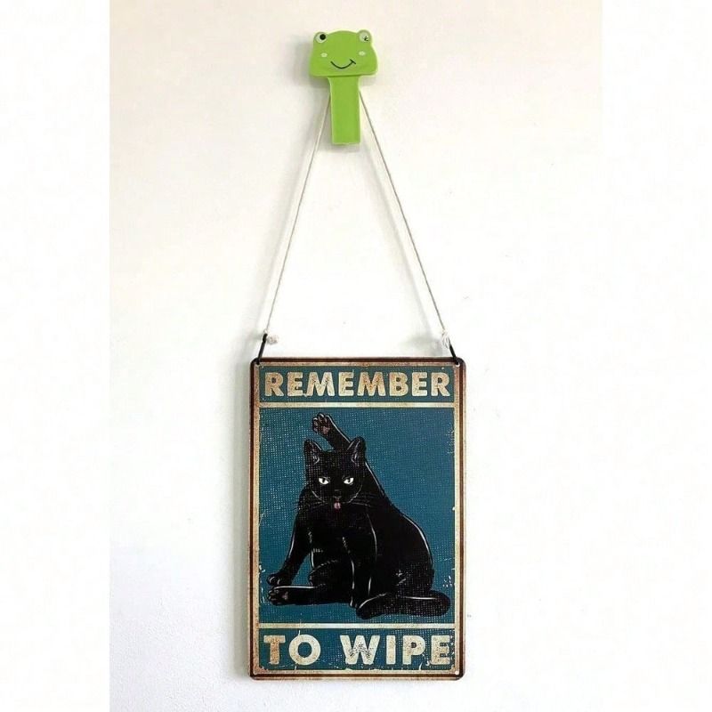 Vintage Metallwandkunst Schwarze Katze Lustiges Badezimmer-Hygiene-Schild