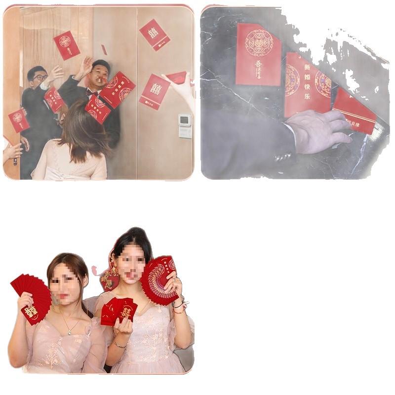 Wedding Red Envelopes Set: Large, Medium, Small Double Happiness Door Blocking Lai See