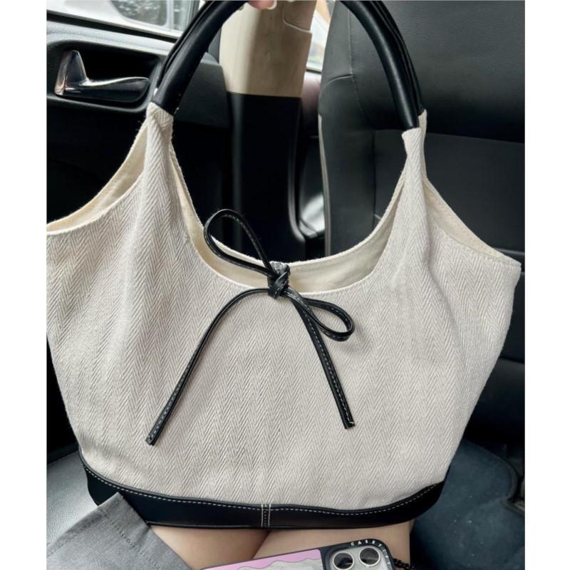 Vintage Bow Denim Handbag Women New Harajuku Patchwork Chic Casual Shoulder Bags Ladies Hot Girls Blue Underarm Bag