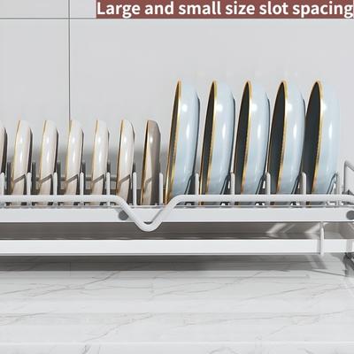 Single Tier Dish Drying Rack Wear Resistant Metal Pull-Out Dish Rack No-Drill Installation Multifunctional Pull Out Drawer