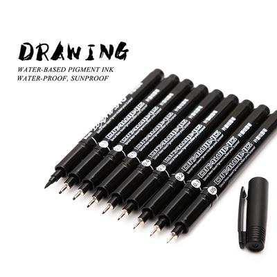 KNOW 9Pcs/Set Black Pigment Liner Neelde Water-proof Drawing Pen Pigma Micron Sunproof Marker Pen
