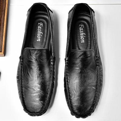 Leather Men Casual Shoes Comfy Mens Loafers Moccasins Breathable Slip On Black Driving Shoes Plus Size 37-47 Moccasins Italian