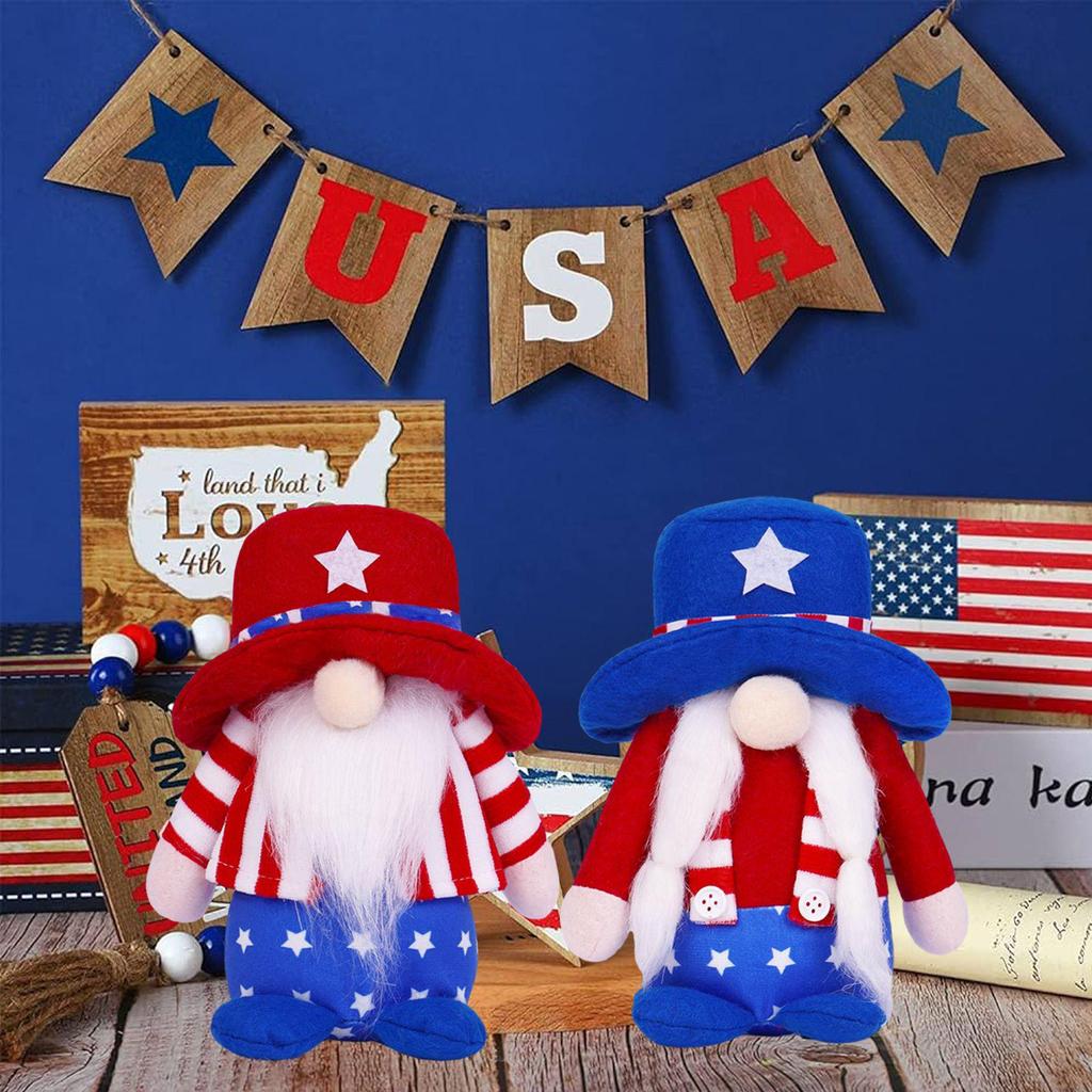 US Independence Day Faceless Gnome Ornaments - Old Man & Little People Figurines