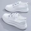 Mesh Leather Small White Shoes Women Thin Summer Hook&loop Street Fashion Shoes Women Thick-soled Sneakers
