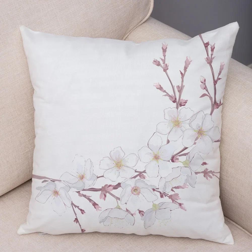 Office Living Room Home Pillowcase Pink Peach Blossom Pattern Pillowcase Car Ornaments