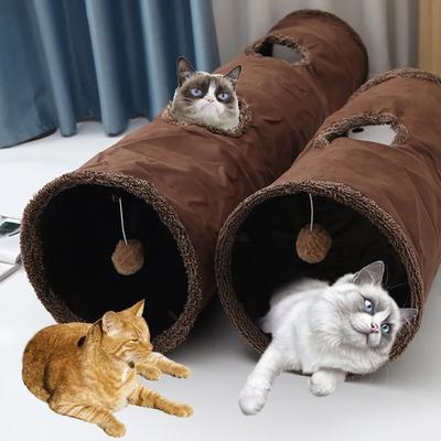 Madden Wildleder Samt Katzentunnel Mehrere Öffnungen Faltbarer Schlafsack Katze Interaktives Tunnelspielzeug Extra Großer Platz