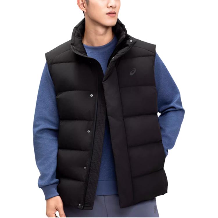 Men's ASICS Vests Men's Black Stand Collar Thickened And Fleece-Lined Other
