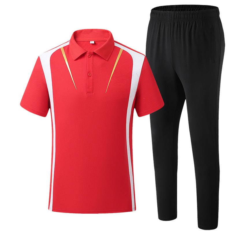 Summer Short Sleeve Sports Set for Men & Women: Polo Shirt & Running Uniform