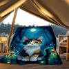 1pc Cat Forest Outdoor Blanket - Soft Flannel Cozy for Travel & Camping - All-Season Warm Bed Cover, Machine Washable Yy251229089