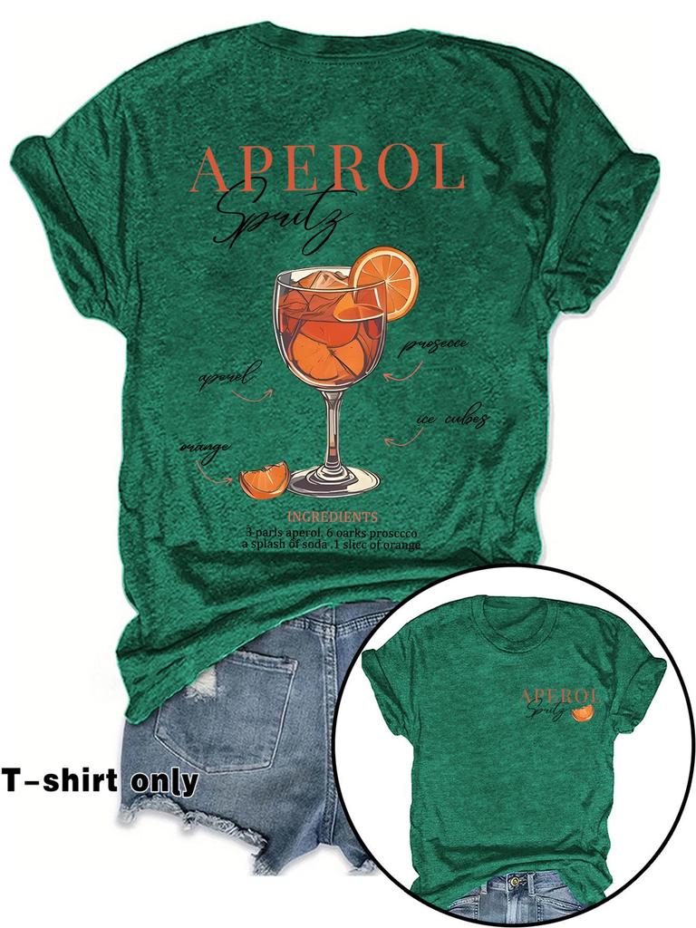 Women's Summer APEROL Print Short Sleeve T-Shirt - European & American Fashion, Hot Selling