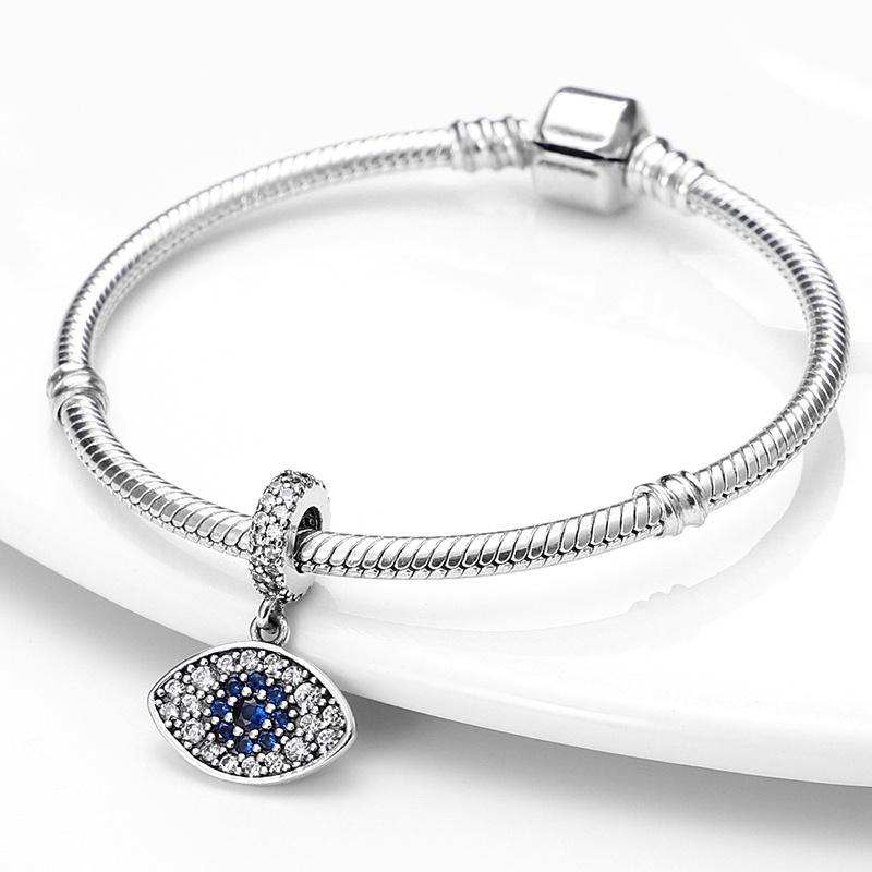 Copper Inlaid Blue Zirconium Evil Eye Charms Beads Fit Original Bangle Bracelet Diy Jewelry Dangle Gift