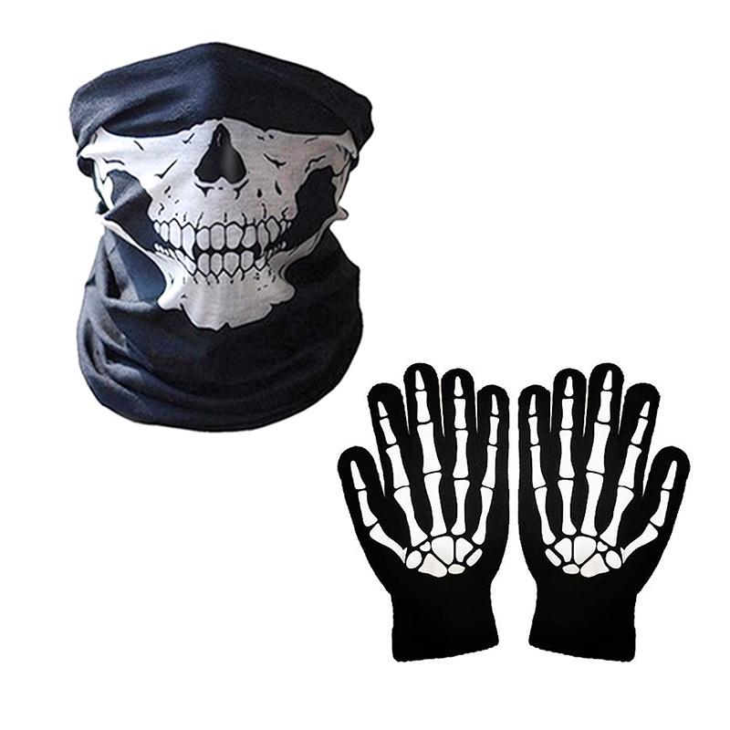 Set Costume Mietitore di Ossa di Halloween con Mantello Nero, Mantellina e Falce per Bambini e Adulti