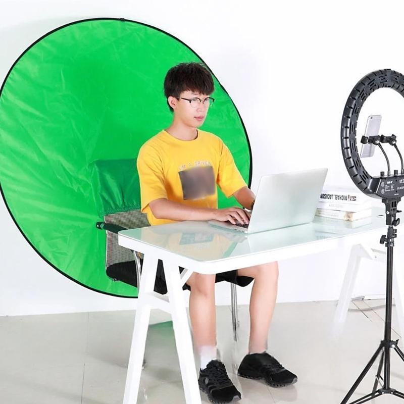 Professionele Achtergrond Cirkelbord Dubbelzijdig Opvouwbaar voor Streaming Fotografie Gaming Videochats en Vergaderingen