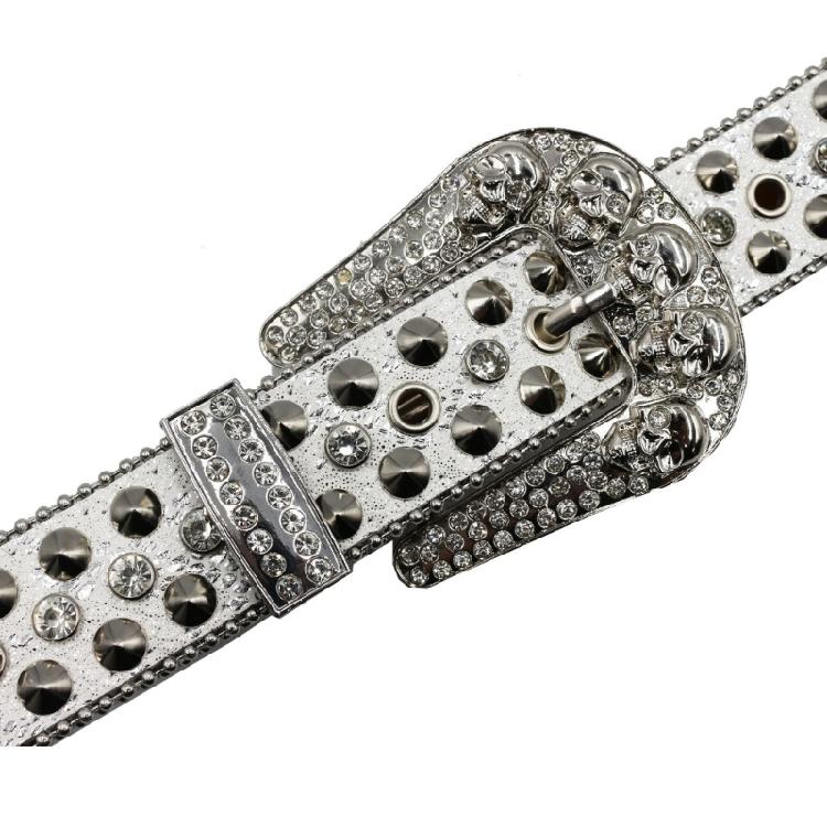 Grunge Waist Belt Jeans Belt PU Belt Casual Ceinture Punk Skull Crystal Buckle Modern Belt Street Dance Belt