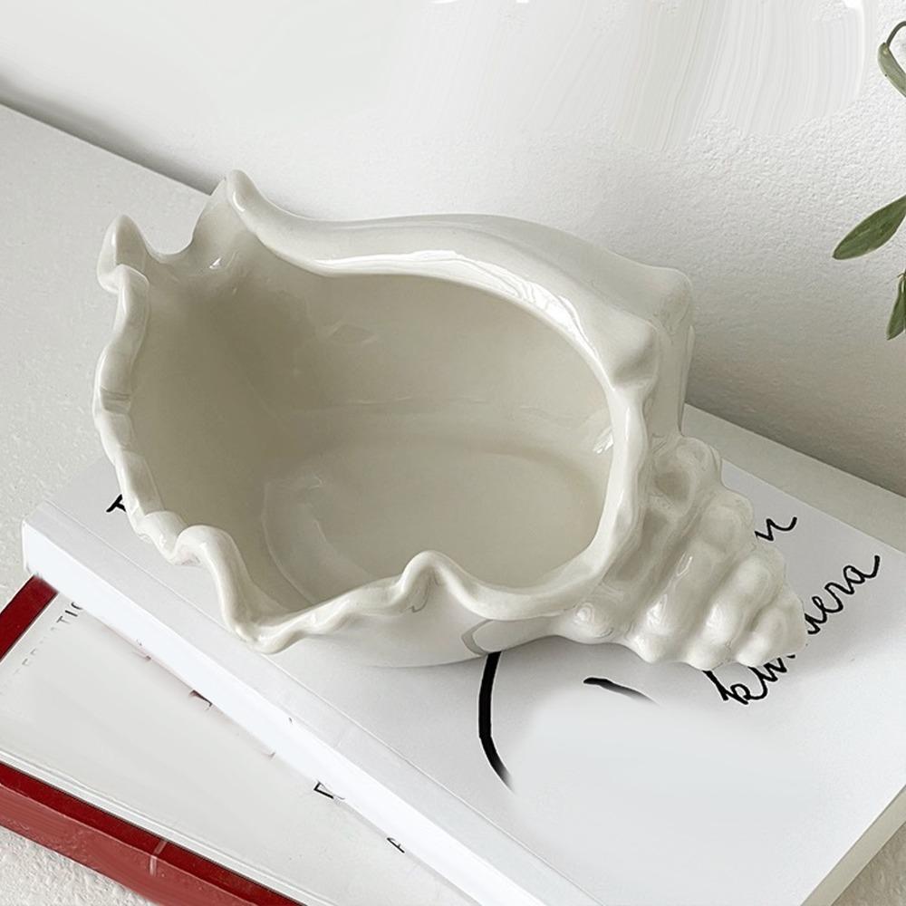 Ocean Style Ceramic Jewelry Tray Desktop Earrings Necklace Storage Dish Ceramic Conch Shell  Home