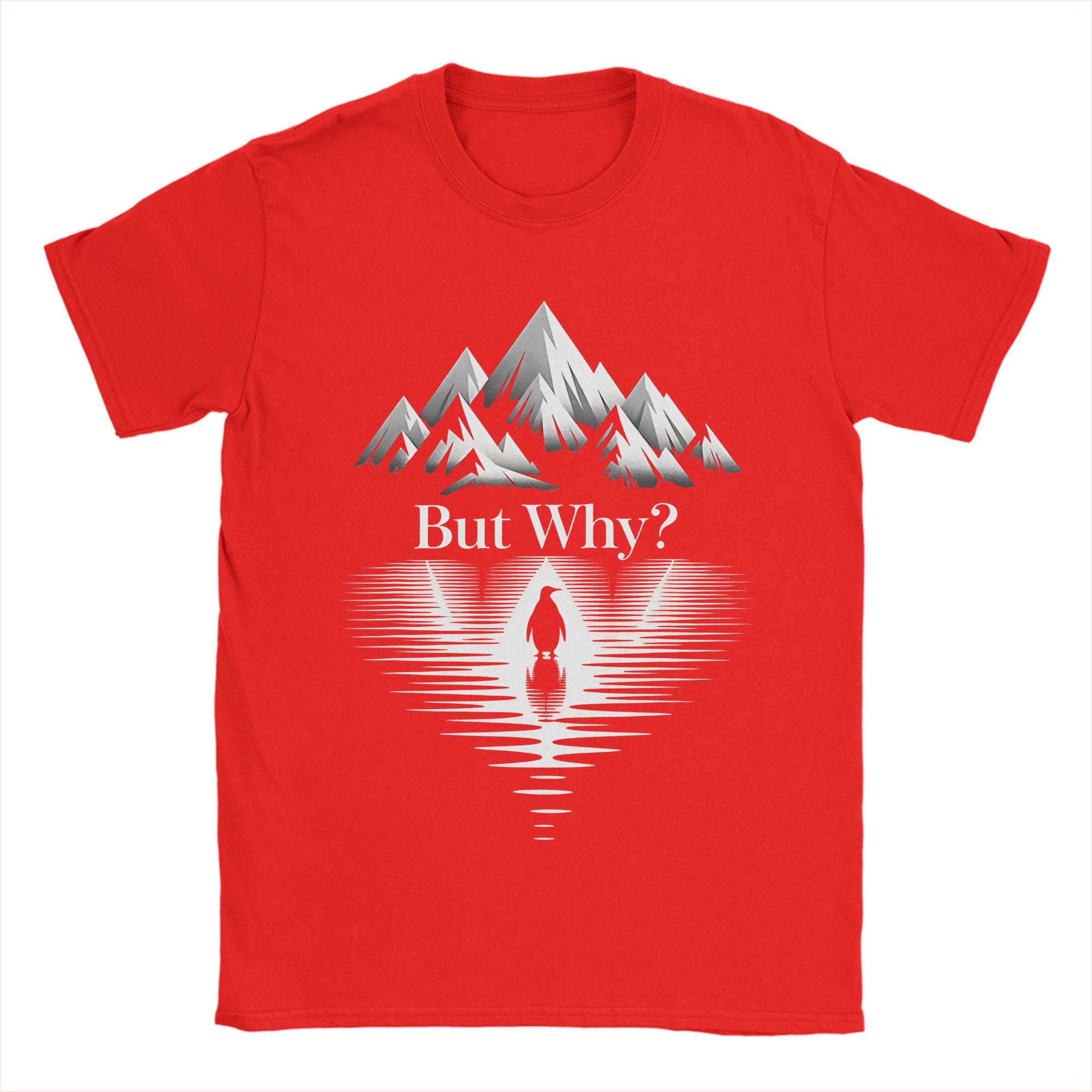 

But Why Penguin Abstract Arctic Animal Silhouette Design TShirt Hippie TShirts Short Sleeve Awesome Tshirt Beach O Neck Tees S
