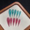 Handmade Press On Nail Dragon Claw Cool Sweet Blue Pink Clear Through Foil Sequins Gradient Eagle Claw Type Fake Nail Patch Artificial Nail Reusable