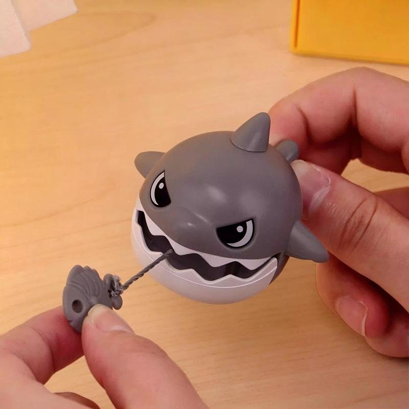 Pull String Shark Bite Keychain Cute Interactive Toy Lightweight Backpack Pendant for Student Daily Carry