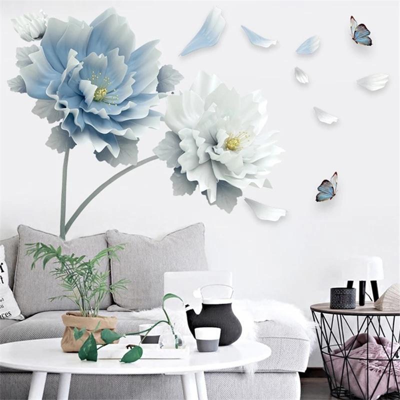 Large White Blue Flower Lotus Erfly Removable Wall Stickers 3d Art Decals Home Decor Mural For Living Room Bedroom At Affordable S Free Real Reviews With Photos - Wall Stickers Art For Living Room Large White Blue Flower Lotus Erfly Removable Wall Stickers 3d Art Decals Home Decor Mural For Living Room Bedroom At Affordable S Free Real Reviews With Photos - Wall Stickers Art For Living Room