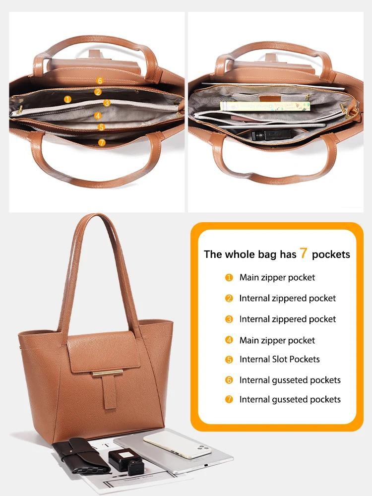 Zency Genuine Leather Women's Large Shoulder Bag for A4