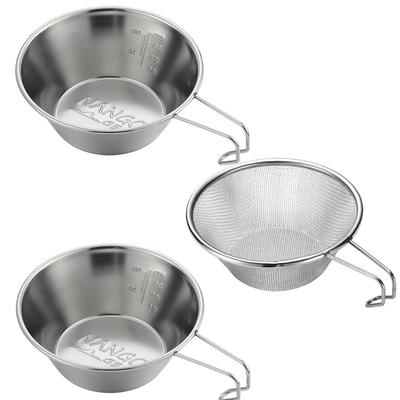 NANGOGEAR Edelstahl Sierra Becher Set mit Sierra aus Edelstahl (2 Stücke) Sieb, 18-8 Stahl, 21110/21115 (S-220-2P/S-213)