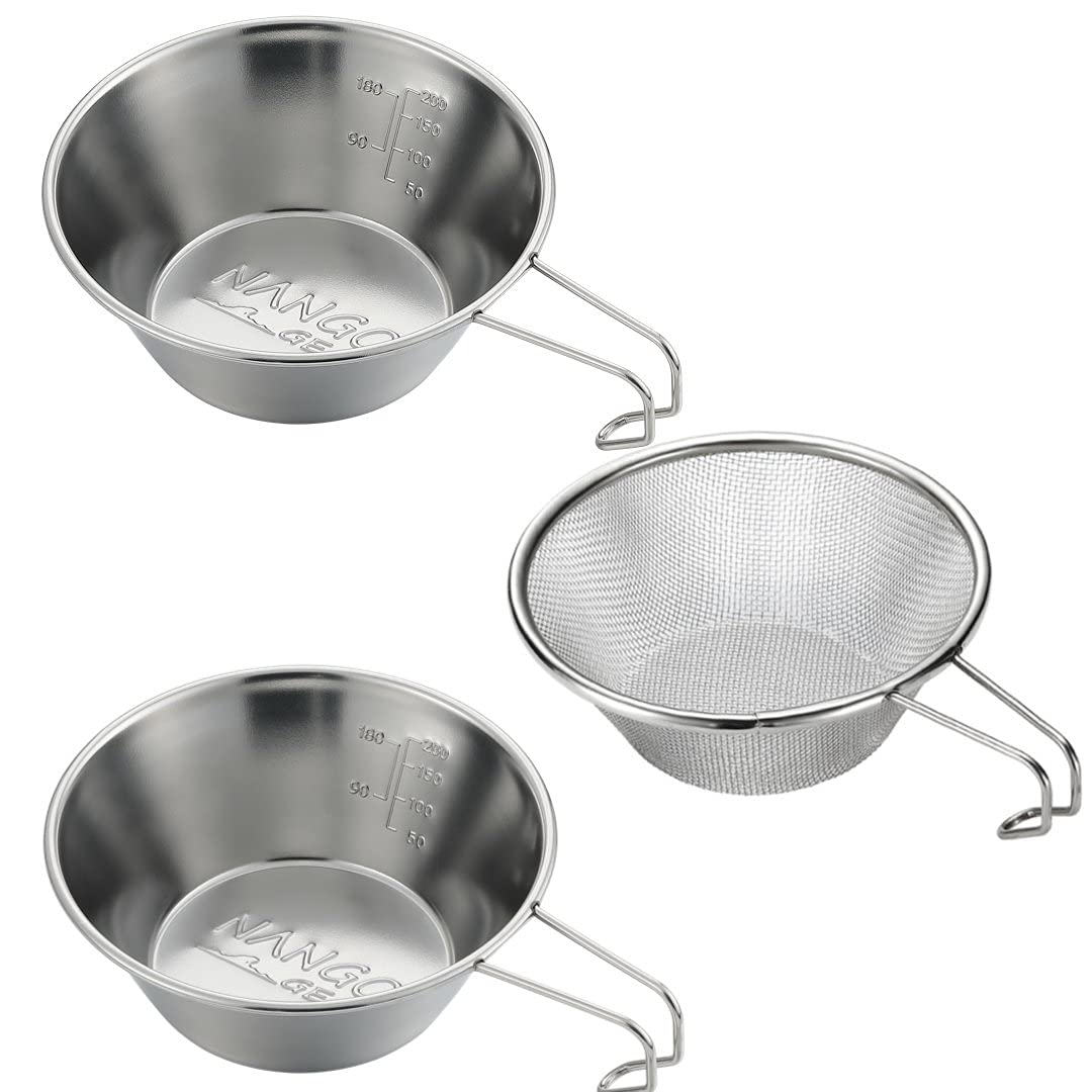 

NANGOGEAR Stainless Steel Sierra Cup and Sierra Colander Set (2 pieces), 18-8 Stainless Steel, 21110/21115 (S-220-2P/S-213)