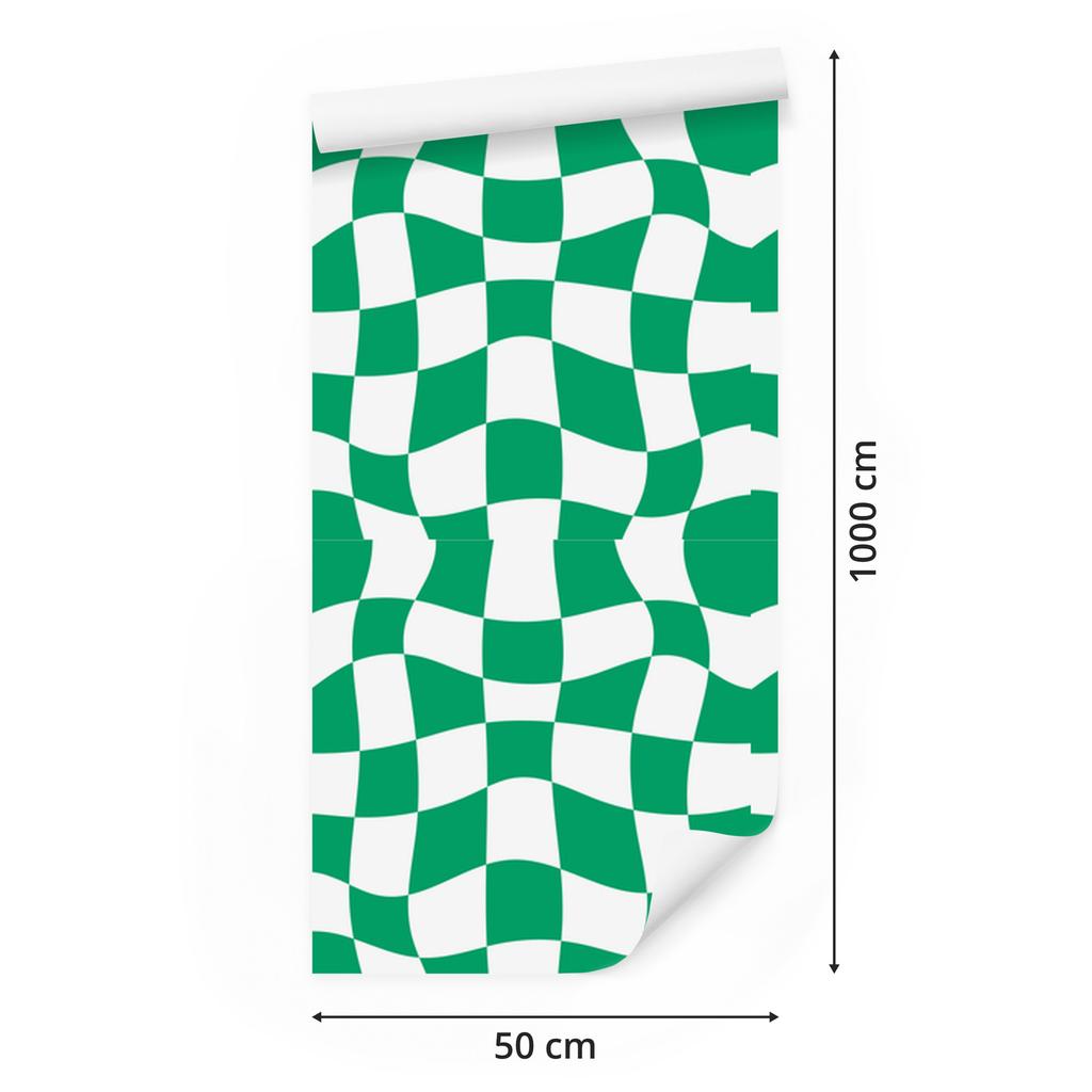 Casual Checkerboard Wallpaper in Sea Blue and White for Living Room and Bedroom 50x1000