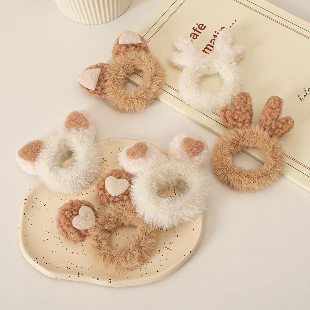 Girls Antlers Korean Style Hair Rope Christmas Ponytail Holder Cat Ears Scrunchies Women Hair Ring