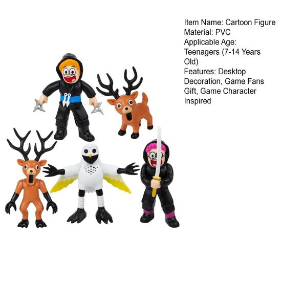 5/10Pcs Survival Horror Game Action Figure Cartoon Deer Owl Ram Men Figurine Statue Decoration Ornament Forest Night Game Fans Collectibles Gift