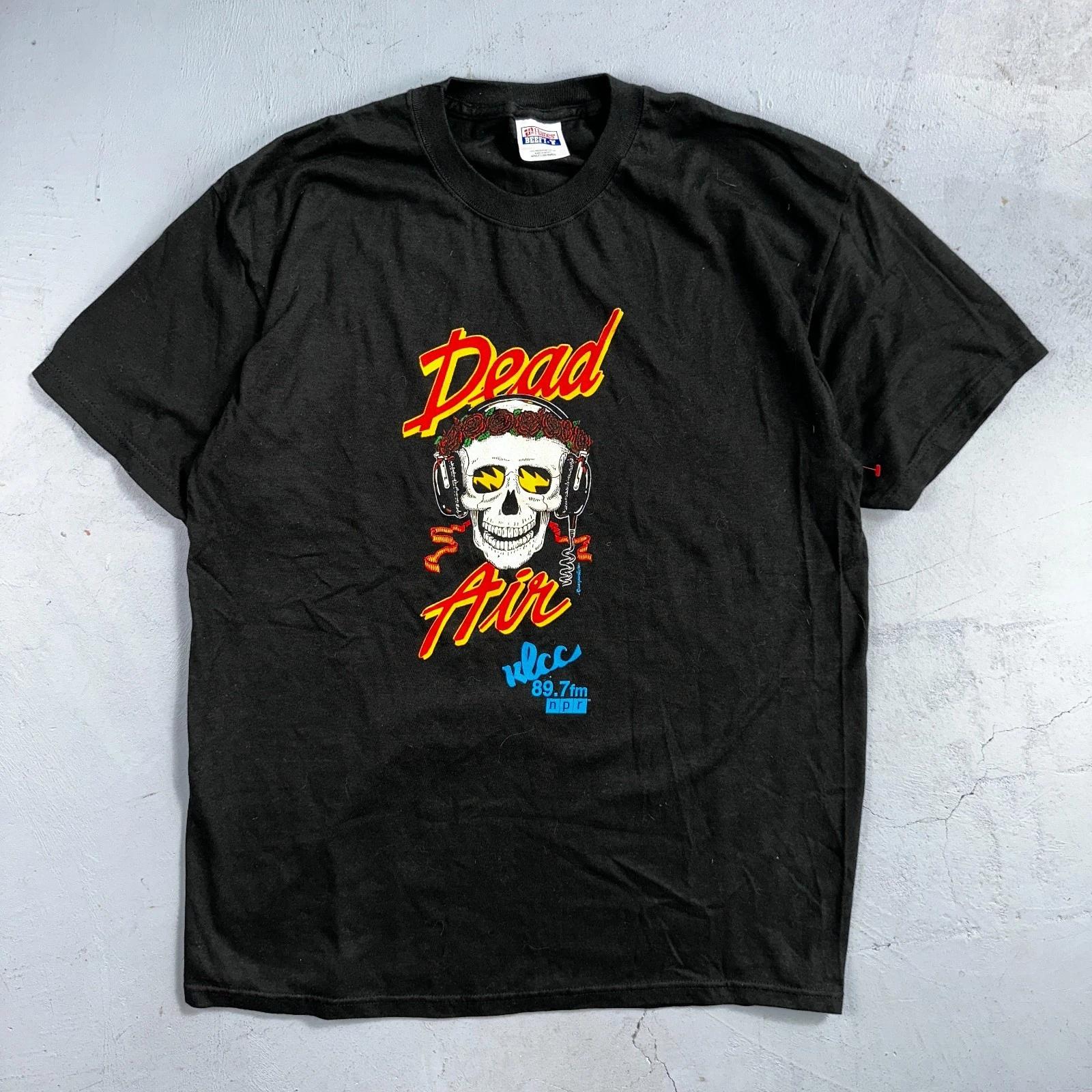 Grateful Dead Y2K Air Skull Roses KLCC Music Vintage T Shirt Rare Black Band XL
