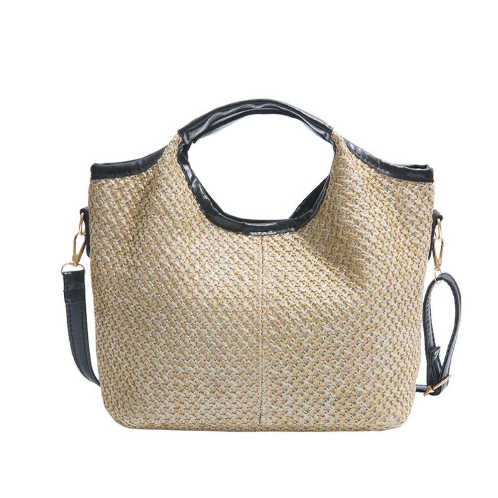 Bohemian Style Beach Bag Large Capacity Raffia Shoulder Bag Fashion Weave Straw Bag  Travel
