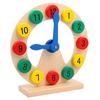 Wooden Educational Geometry Shape Clock With Manual Numbers For Kid Learning And Cognitive Development