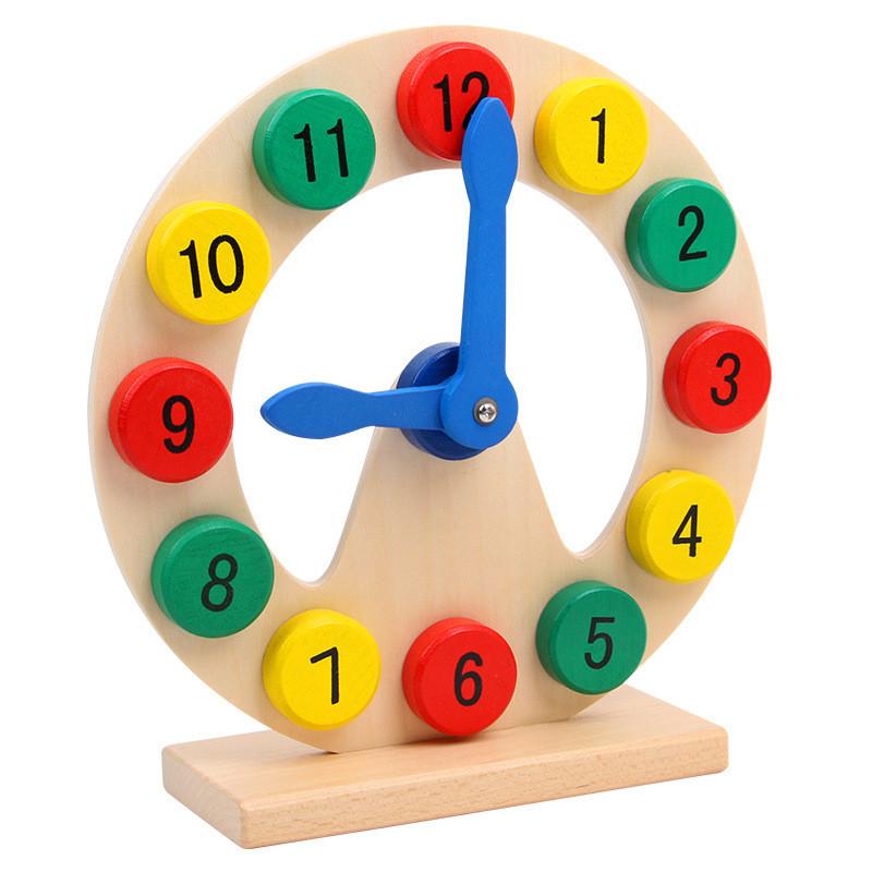 Wooden Kid Learning Clock Non Electric Educational Toy Number Skills Recognition
