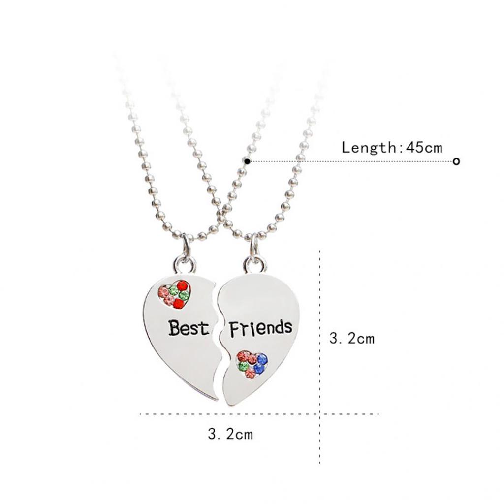 2Pcs Fashion Jewelry Best Friends Heart Letter Pendant Necklaces
