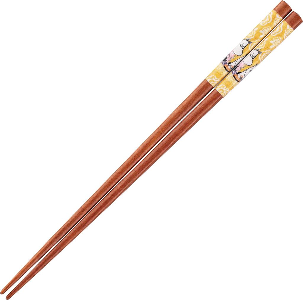 MOOMIN Pair of Natural Wood with Chopstick Rest With Day Gift for Birthday Made in Chopsticks, 23cm, Set, "Time Mamma," Mother's Gift, Women, Gift,