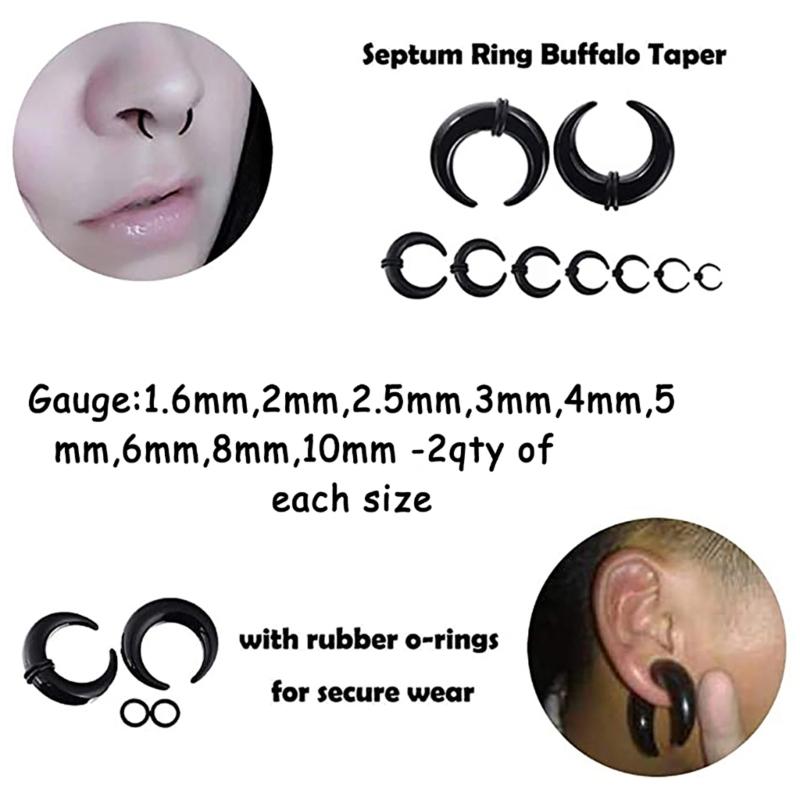14G-00G Ear Expander Kit Acrylic Tapers Plugs Acrylic Cone Silicone Tunnel Spiral Cone Piercing Kits for All Piercings