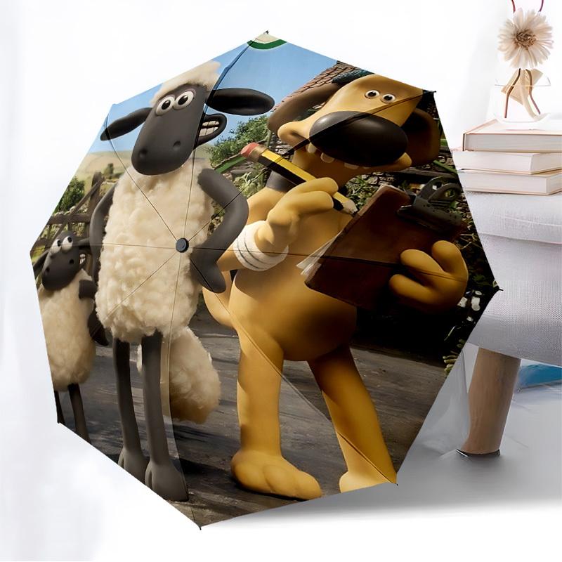 1pc Shaun the Sheep Dog Automatic Folding Umbrella, Portable Collapsible Design, Casual Outdoor Accessory L1127065
