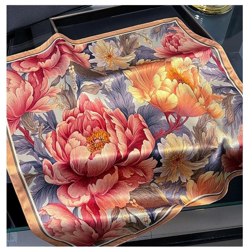 

NEW Hangzhou Silk Korean Version Romantic Purple Printed 53 Silk Square Women Scarf 100% Silk Scarf Thin Decorative Scarves 53CMX53CM