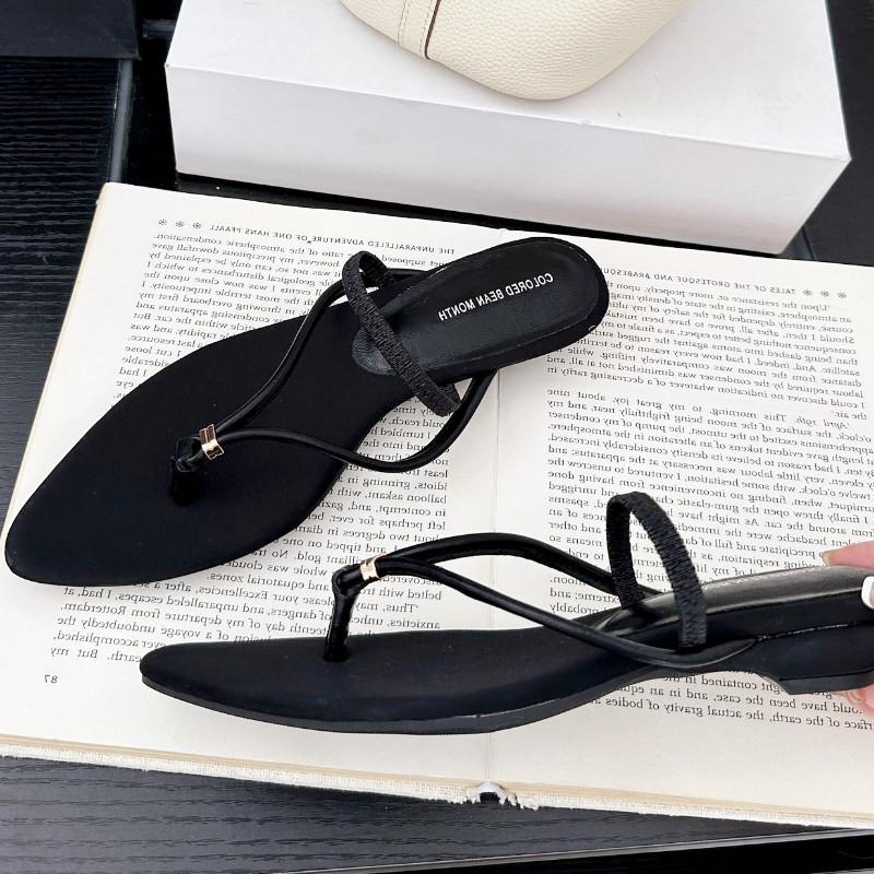 Fashion Pointed Toe Open Toe Comfortable Women Flip Flops Narrow Strap Clamp The Foot Roman Sandals Summer Fashion Vacation Beach Shoes