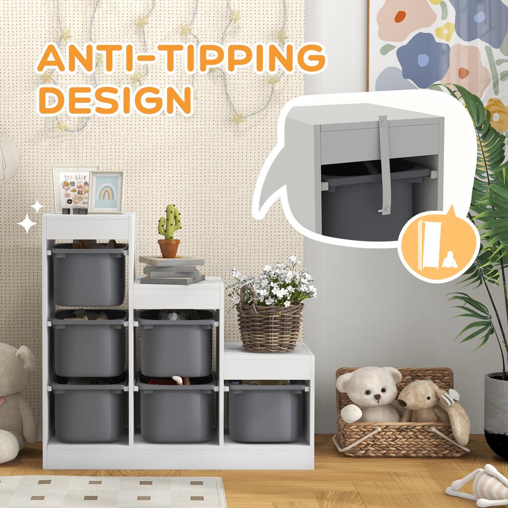 Toy Storage Organiser Three Layer Kids Toy Storage Units With Removable Bins For Ages 3 8 Years Grey