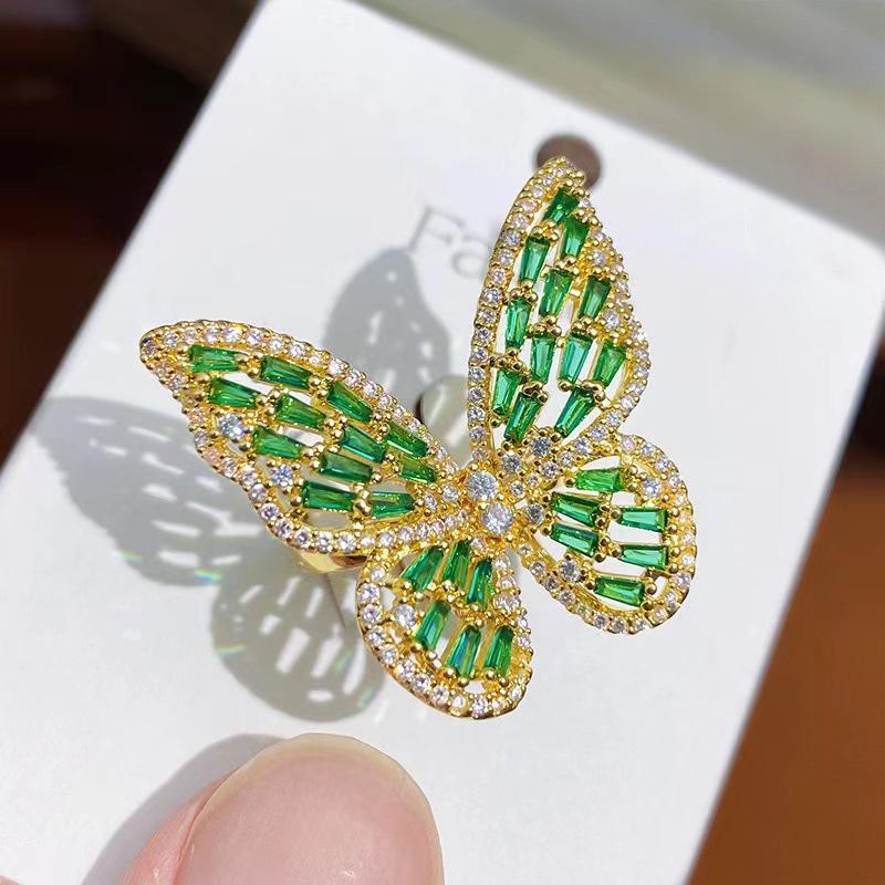 Colorful Copper Zirconia Butterfly Ring – Adjustable, High-Grade, Cute, and Stylish.