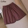 Women's Summer Casual Cotton Linen Shorts with Elastic Waist and Drawstring Comfortable Wide Leg Solid Color Beach Pants