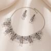 Ethnic Style Necklace Earrings Set Rhinestone Inlaid Women Jewelry Set  Women