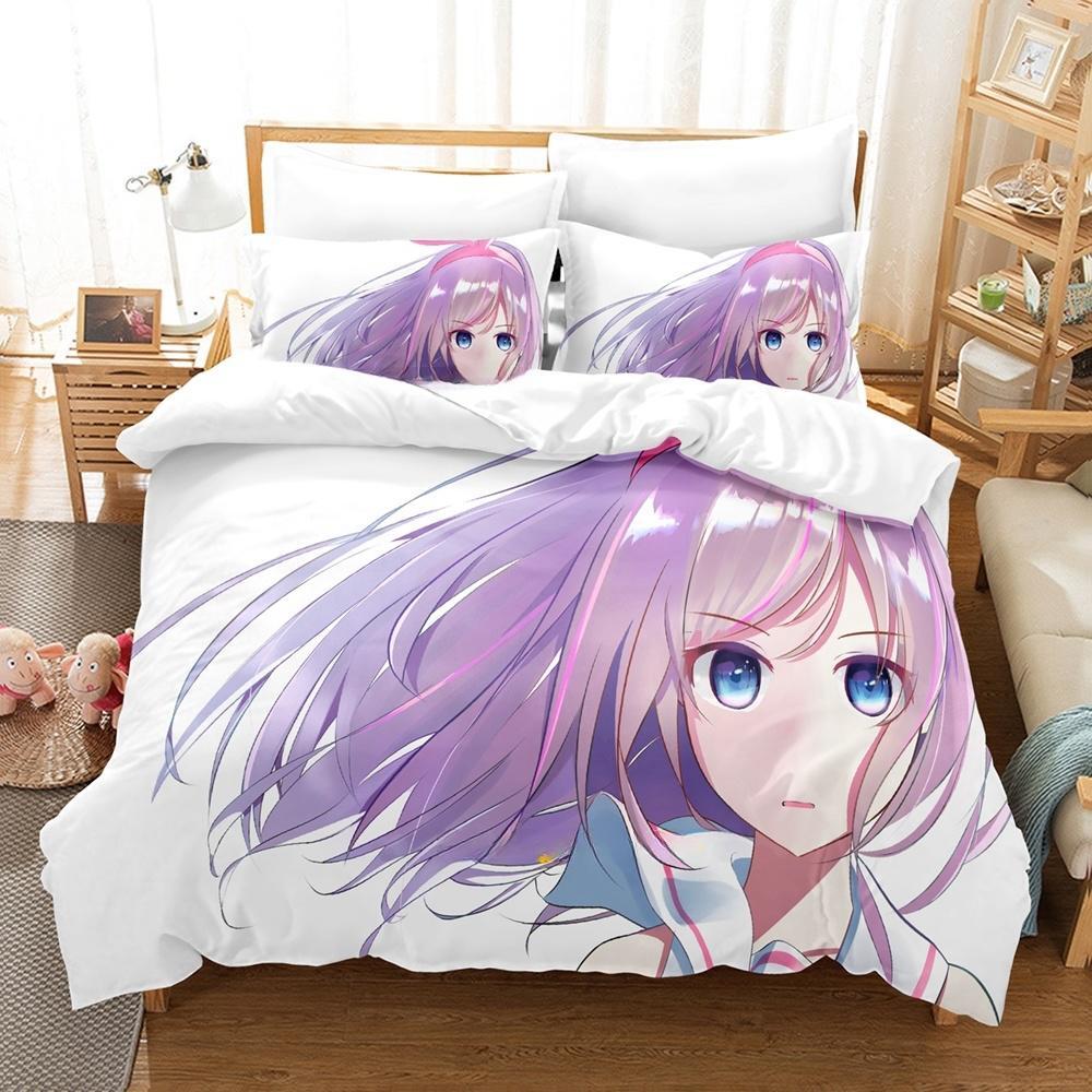 3D Printing Anime Kawaii Girls Kizuna Ai Bedding Collection Single Twin Full Queen King Size Bed Collection Adult Kid Bedroom Duvet Cover Collections